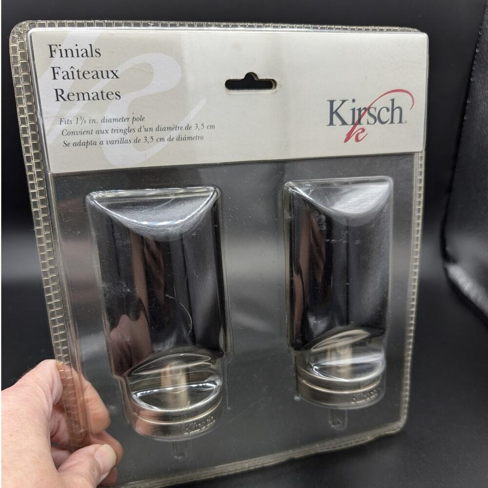 Vintage Black Curtain Rod Finials Kirsch New old stock Black Screw on  1 3/8"